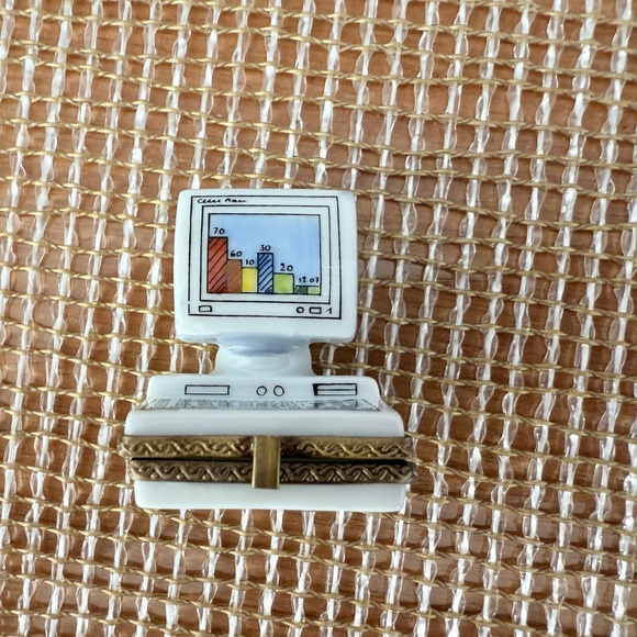 Limoges Rochard Trinket Box – Vintage Computer, Hand-Painted in France - Picture 7 of 11
